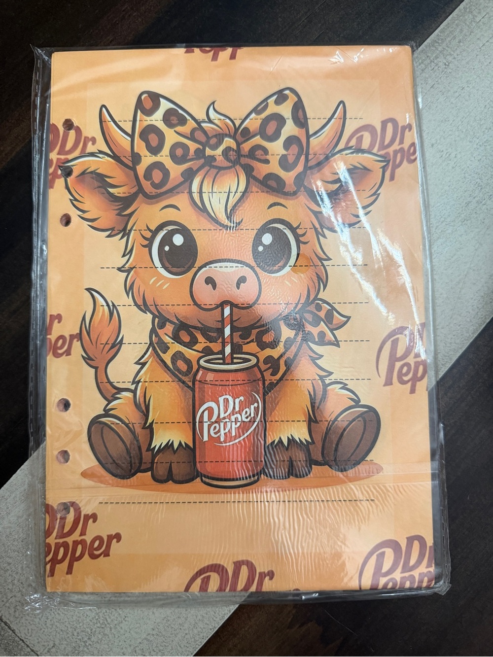Orange Cartoon A5 paper refill - Cute Cow Design